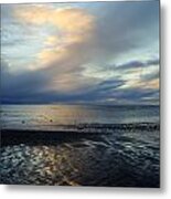 Winter Sunset In Blue Metal Print