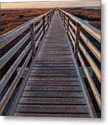 Winter Sunset On The Boardwalk At Bass Hole Metal Print