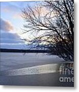 Winter Sunset Reflection Metal Print