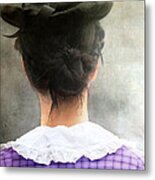 Woman In Black Hat Metal Print