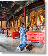 Woman In Front Of Altar, Lama Temple Metal Print