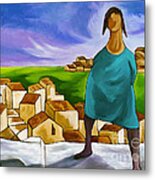 Woman On Village Steps Metal Print