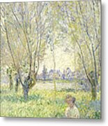 Woman Seated Under The Willows Metal Print