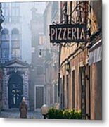 Woman Walking On Beautiful Street In Metal Print