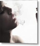 Woman With Cigarette Metal Print