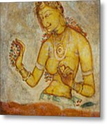 Woman With Flowers. Sigiriya Cave Fresco Metal Print