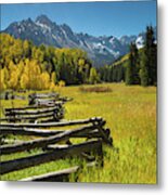 Wooden Fence In A Forest, Maroon Bells Metal Print