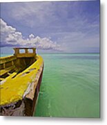 Worn Yellow Fishing Boat Of Aruba Ii Metal Print