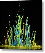 Yellow And Blue Splashes Metal Print