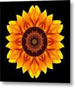 Yellow And Orange Sunflower Vi Flower Mandala Metal Print