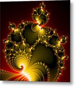 Yellow And Red Abstract Fractal Art Square Format Metal Print