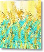 Yellow And Turquoise Garden Metal Print