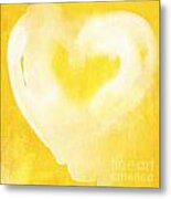 Yellow And White Love- Heart Art By Linda Woods Metal Print
