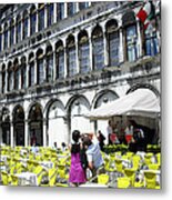 Yellow Chairs In Piazza San Marco Metal Print