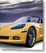 Yellow Corvette Convertible Metal Print