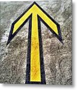 Yellow Directional Arrow On Pavement Metal Print