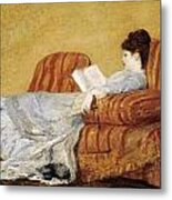 Young Lady Reading Metal Print