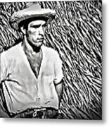Young Man With Straw Hat Metal Print