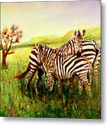Zebras At Ngorongoro Crater Metal Print