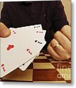 Four Aces In Hands Metal Print