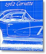 1962 Corvette Blueprint Metal Print