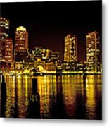 Boston At Night Metal Print