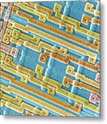 Coloured Sem Of Surface Of An Eprom Silicon Chip #1 Metal Print