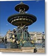 Fountain At Place De La Concorde. Paris. France #1 Metal Print