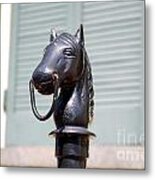 Horse Head Pole Hitching Post Macro French Quarter New Orleans #2 Metal Print
