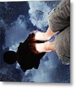 Reflection Of Boy In A Puddle Of Water #1 Metal Print