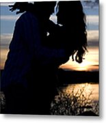 Silhouette Of Romantic Couple #1 Metal Print