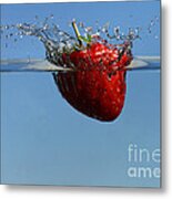 Strawberry Dropped Into Water #1 Metal Print