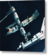The Space Shuttle Docked With A Space Station #1 Metal Print