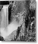Yellowstone Waterfalls In Black And White #1 Metal Print