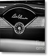 1955 Chevy Bel Air Glow Compartment In Black And White Metal Print