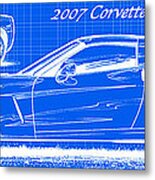 2007 Corvette Blueprint Series Metal Print