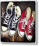 :3 #shoes #converse #blue #red #3 Metal Print