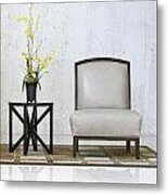 A Chair And A Table With A Plant  #1 Metal Print
