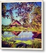 A #russian #village #house By A #pond Metal Print