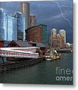 A Storm In Boston Metal Print