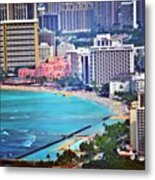 A View Of Waikiki From Diamond Head Metal Print