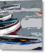 Abstract Boats Beach And Bathers Metal Print