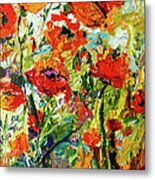 Impressionist Red Poppies Metal Print