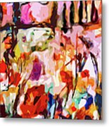 Abstract Tuscan Poppy Landscape Metal Print