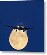 Airbus 330 Passing In Front Of The Moon Metal Print