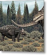 Ankylosaurus Vs Acrocanthosaurus Metal Print