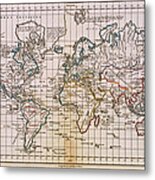 Antique Map Of The World Metal Print