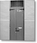 Arched Doorway French Quarter New Orleans Black And White Metal Print