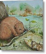 Baby Beaver Ii Metal Print