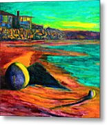 Beached Anchor Balls Under Painting Metal Print